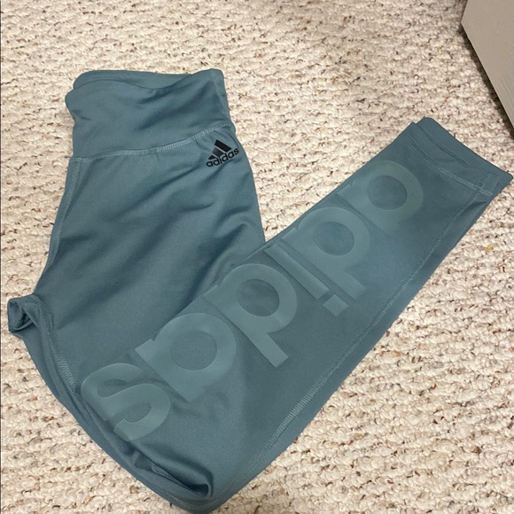 Adidas Blue Leggings High-Waisted Performance - Picture 1 of 2